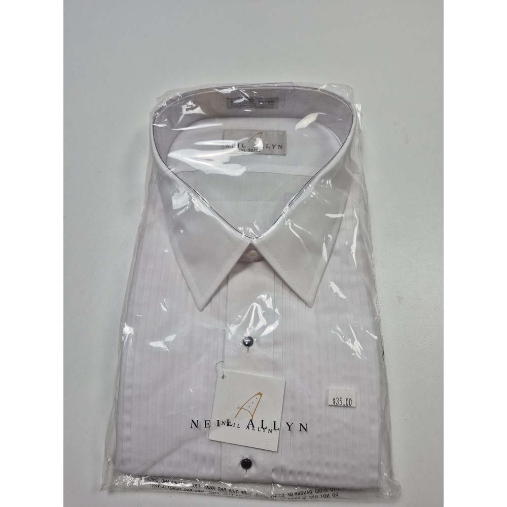 Neil Allyn Dress Shirt Mens 3XL 32/33 White Stripe French Cuff Formal Tuxedo